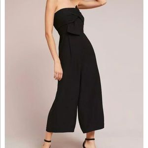 Anthropologie black strapless jumpsuit 00